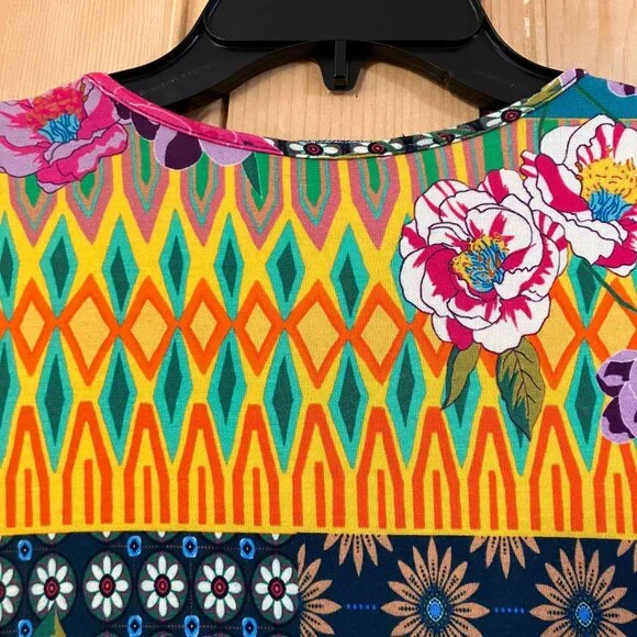 Johnny Was Womens Maggie Multi-Pattern Floral Stretch Midi Dress XS Pink SP NWOT - Picture 11 of 12